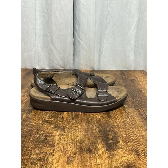 Men's SAS Bravo Heel Strap Sandal Brown Leather Buckle Size 11 - Picture 5 of 9